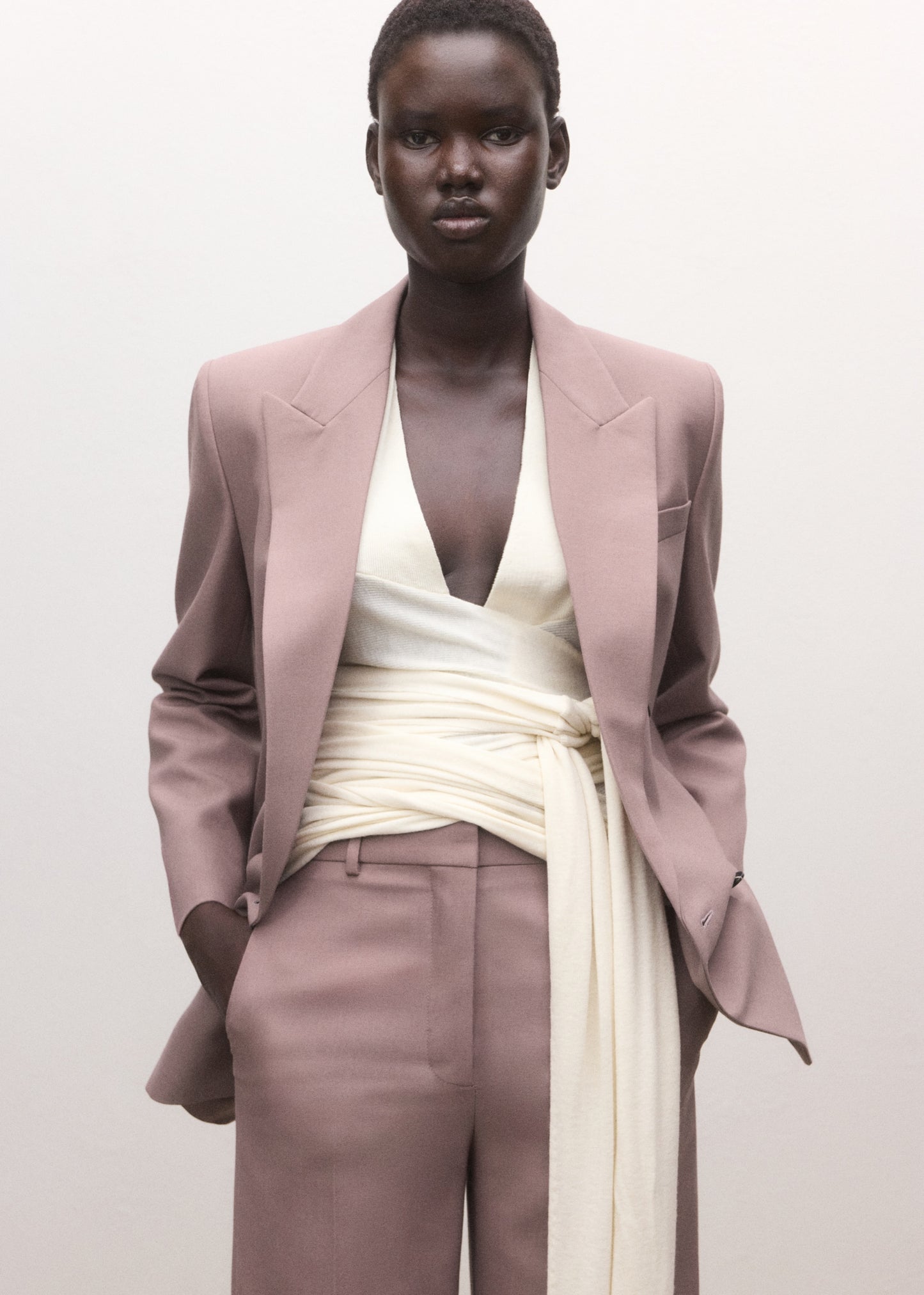 Flared wool suit trousers