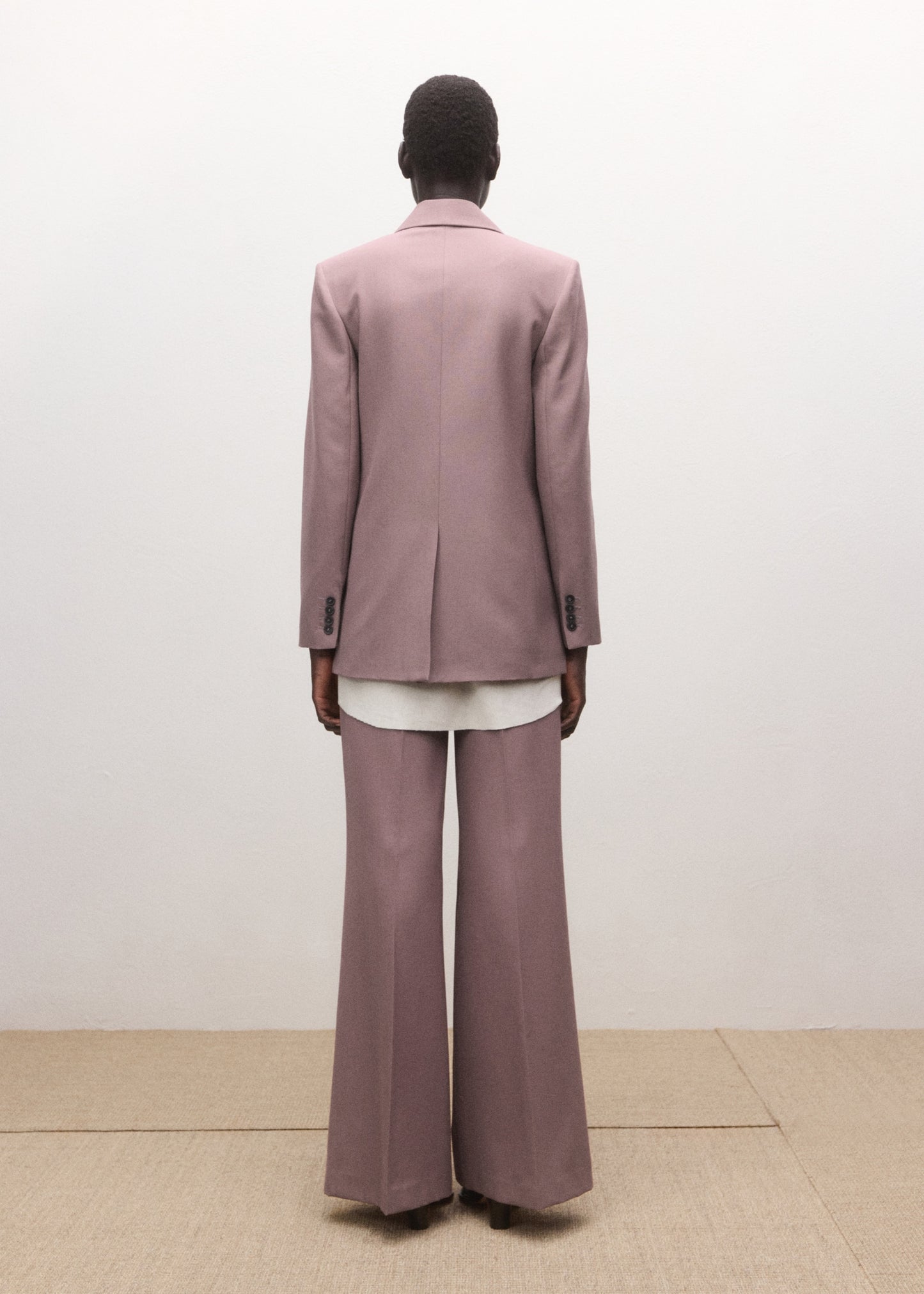 Flared wool suit trousers