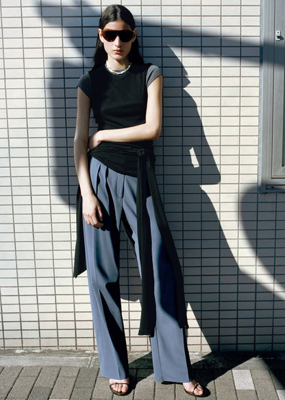 Straight wool suit trousers