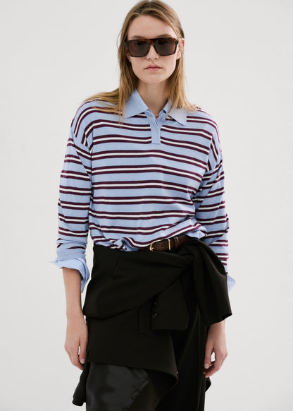 Striped polo-neck sweater