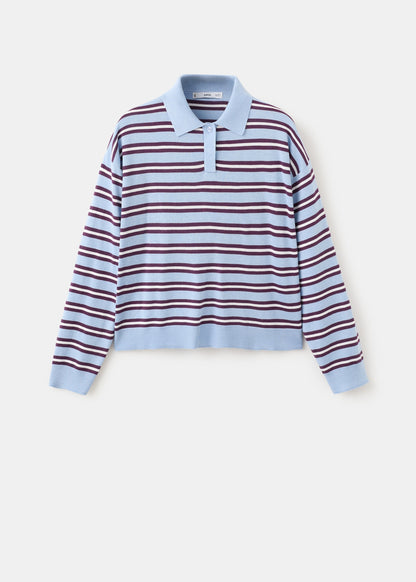 Striped polo-neck sweater