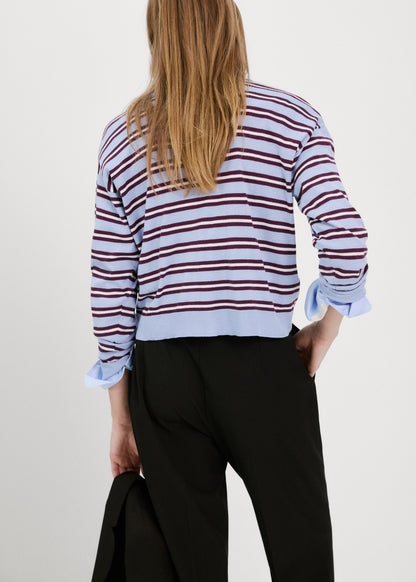 Striped polo-neck sweater
