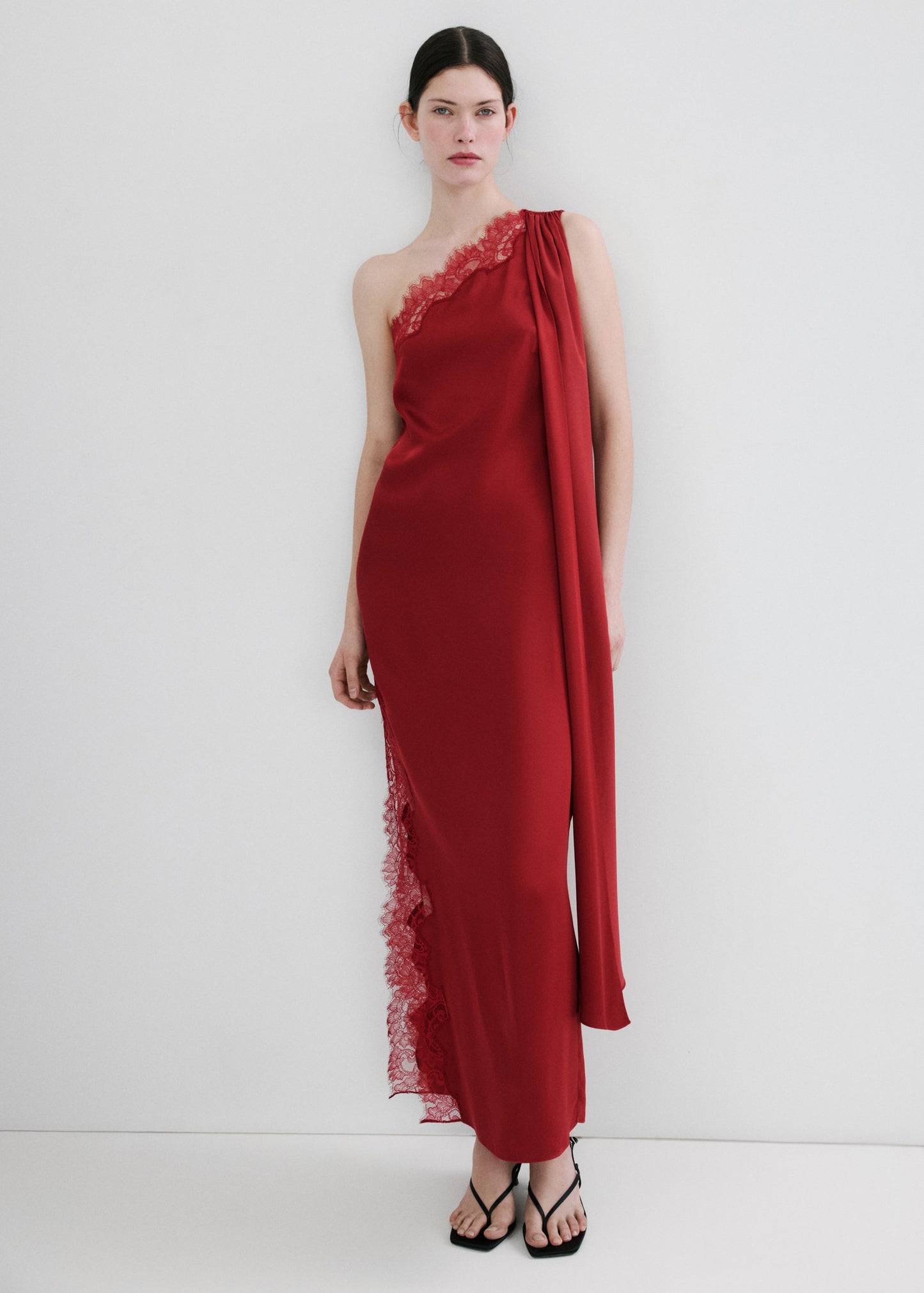 Asymmetrical dress with scarf