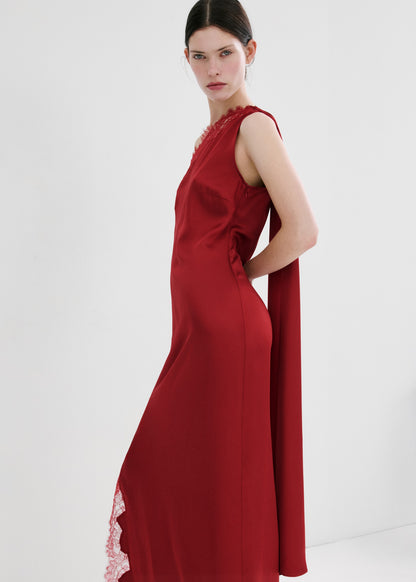Asymmetrical dress with scarf
