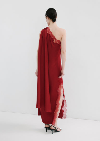 Asymmetrical dress with scarf
