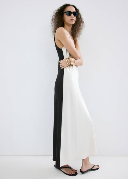 Two-tone satin dress
