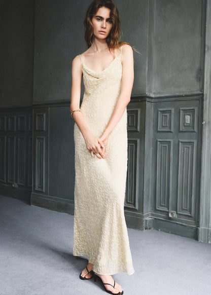 Long dress with draped neck