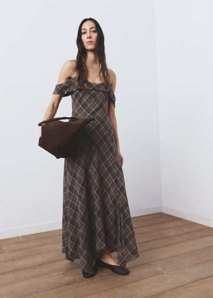 Check asymmetrical dress