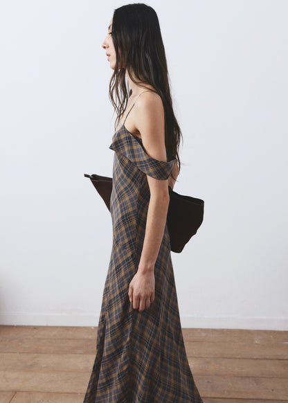 Check asymmetrical dress
