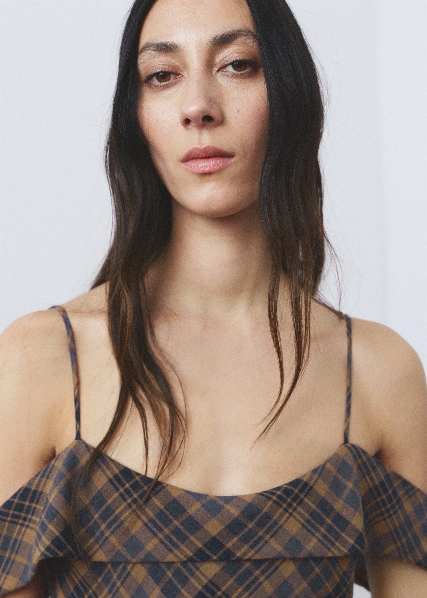 Check asymmetrical dress