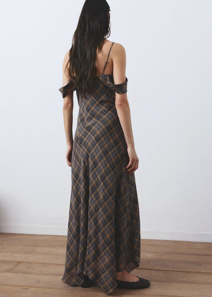 Check asymmetrical dress