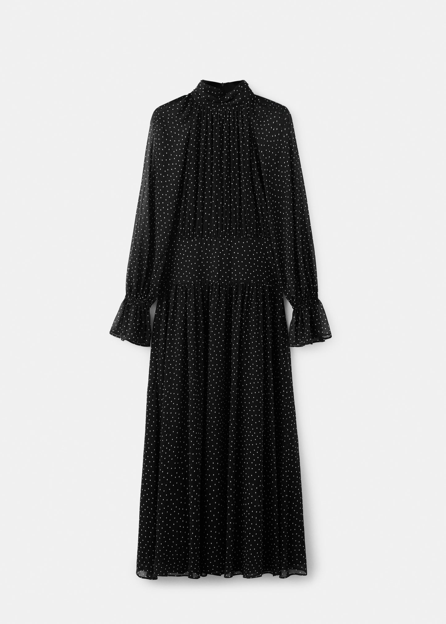 Polka dot dress with puff sleeves
