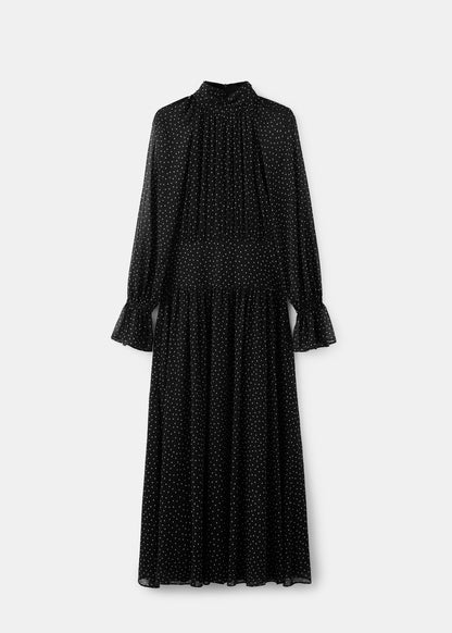 Polka dot dress with puff sleeves