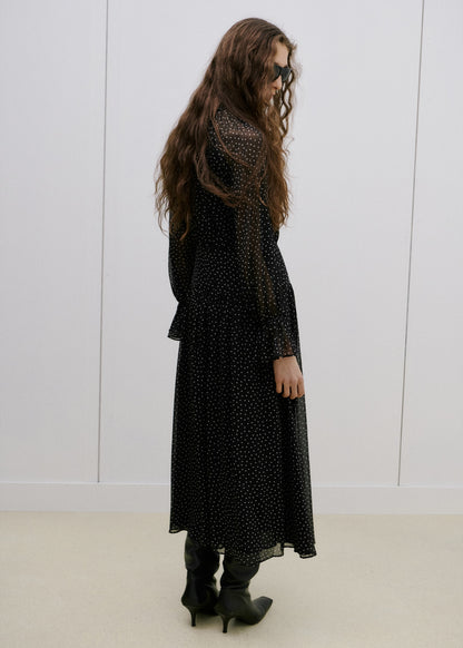 Polka dot dress with puff sleeves