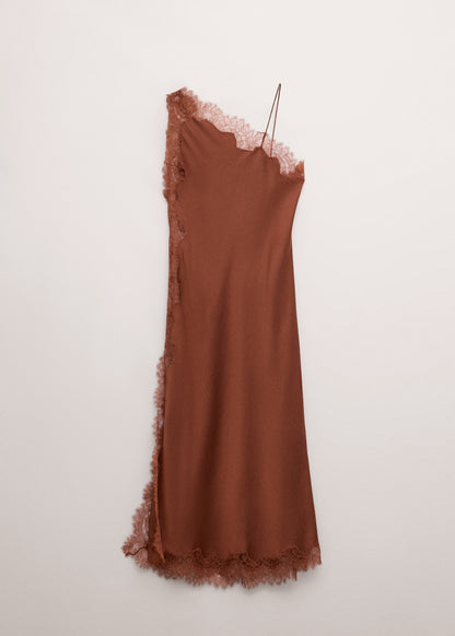 Asymmetric satin lace dress
