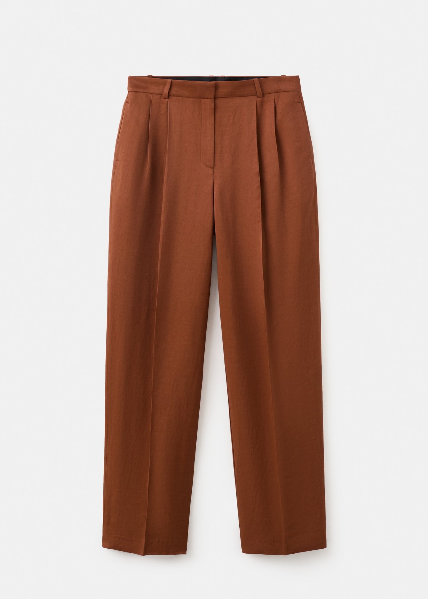 Linen-blend pleated trousers