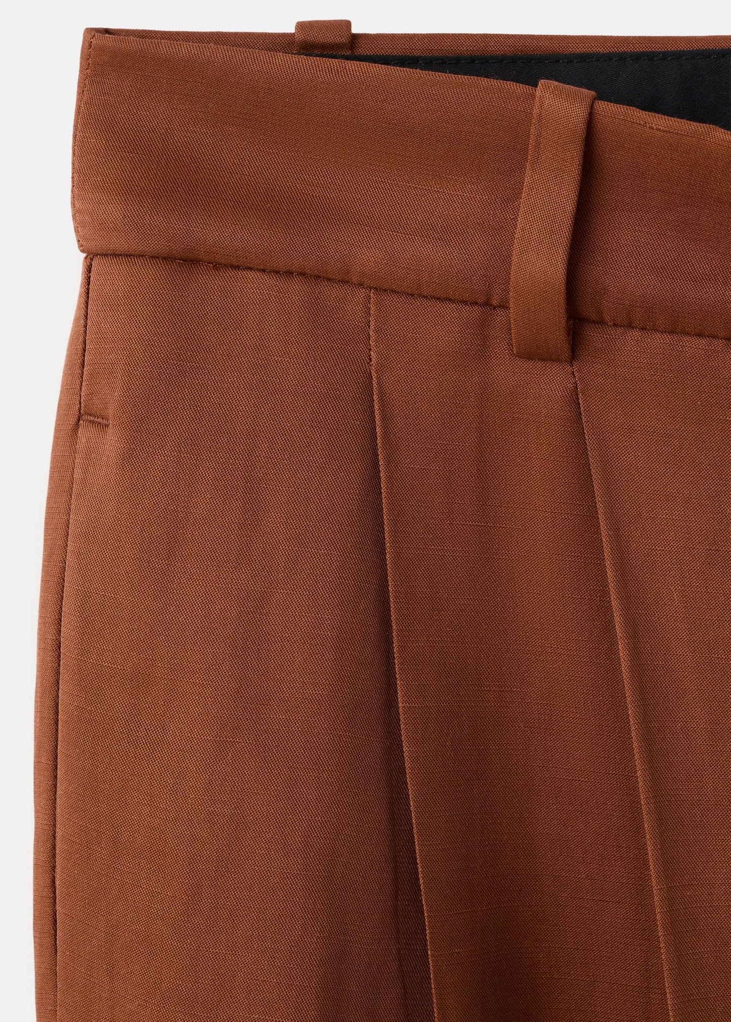 Linen-blend pleated trousers