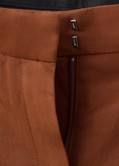 Linen-blend pleated trousers