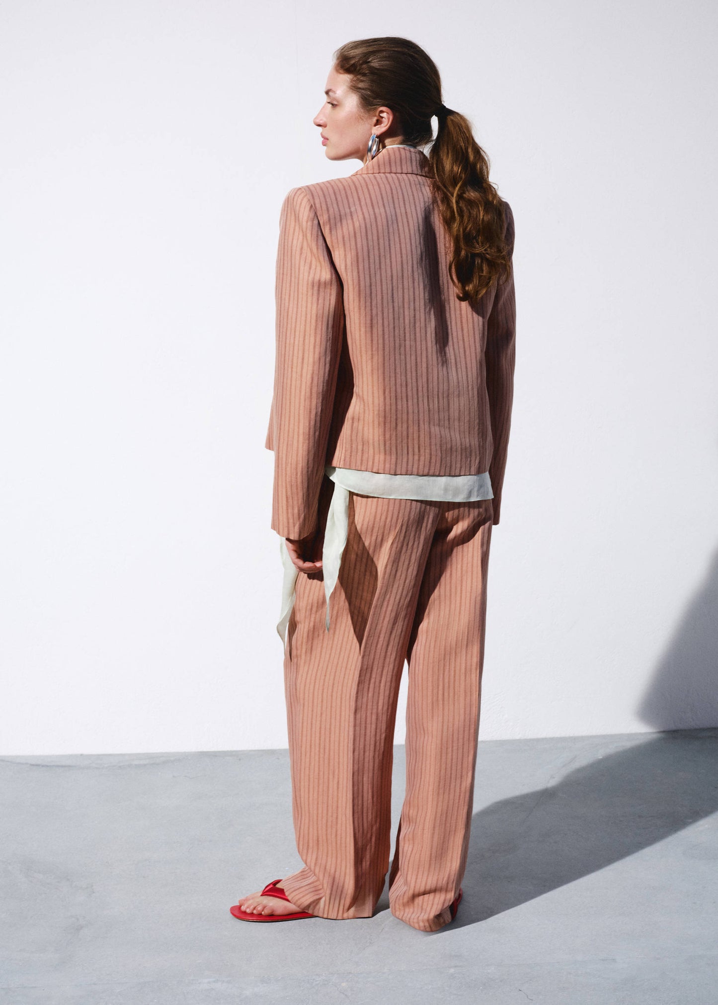 Striped linen suit trousers