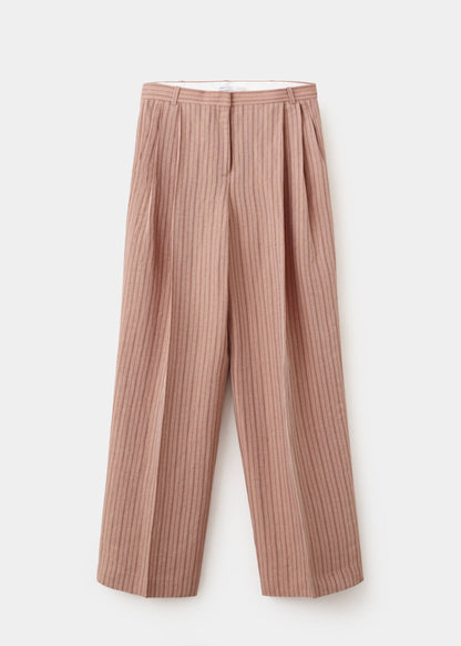 Striped linen suit trousers