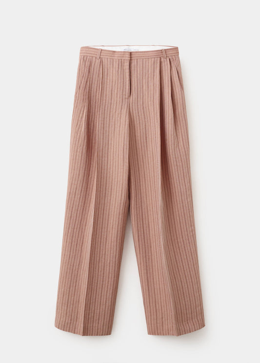 Striped linen suit trousers