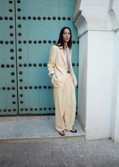 Straight linen-blend trousers