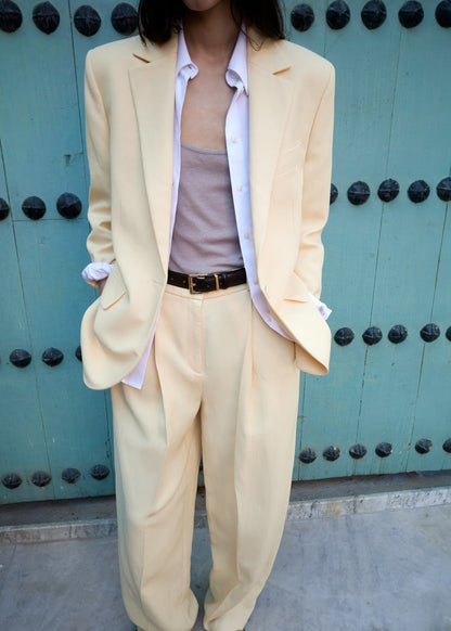 Straight linen-blend trousers
