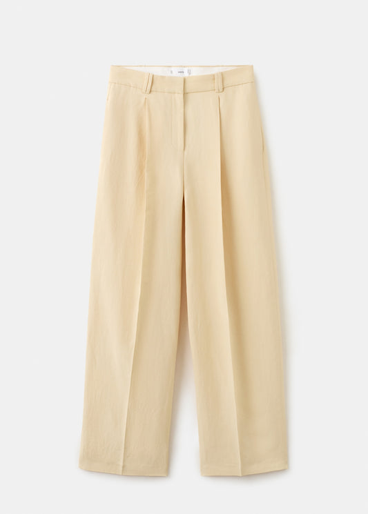 Straight linen-blend trousers