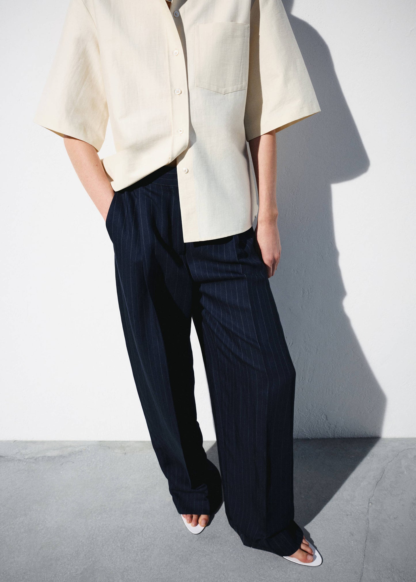 Pinstripe suit trousers