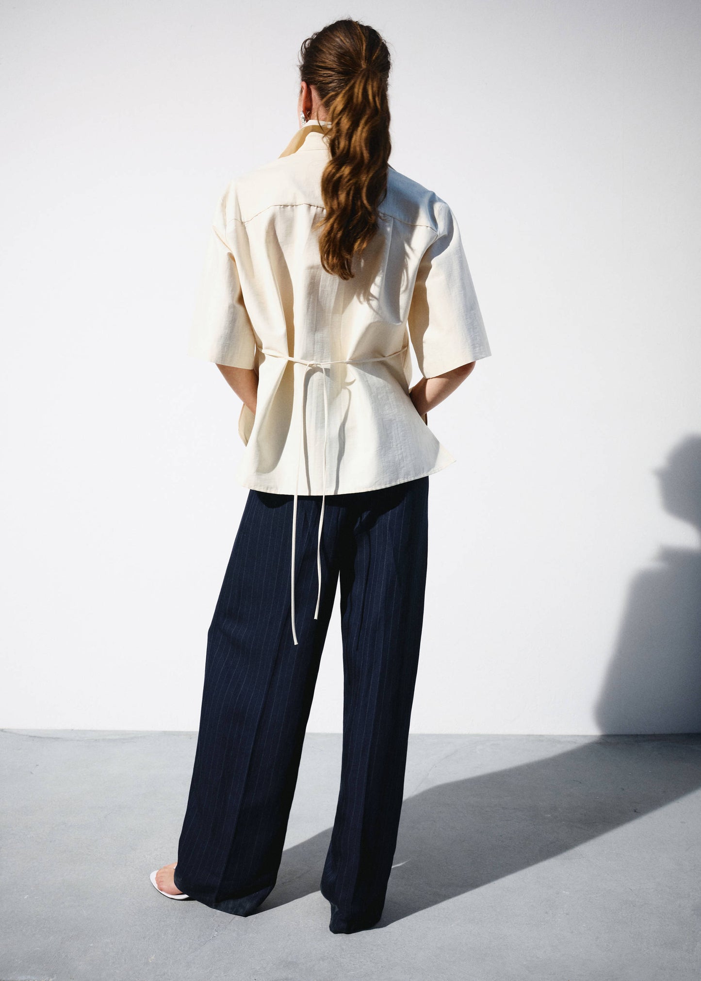 Pinstripe suit trousers