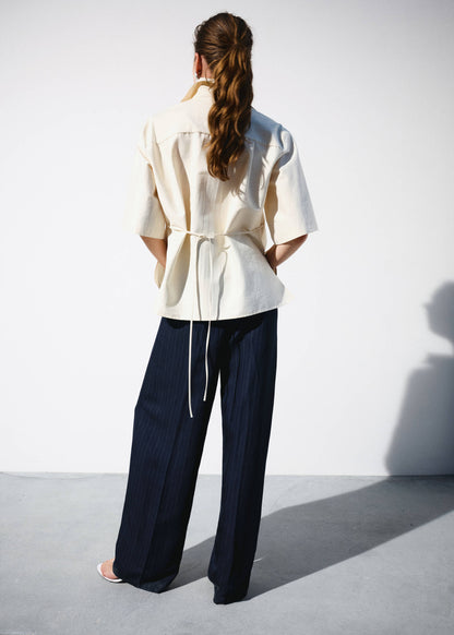 Pinstripe suit trousers