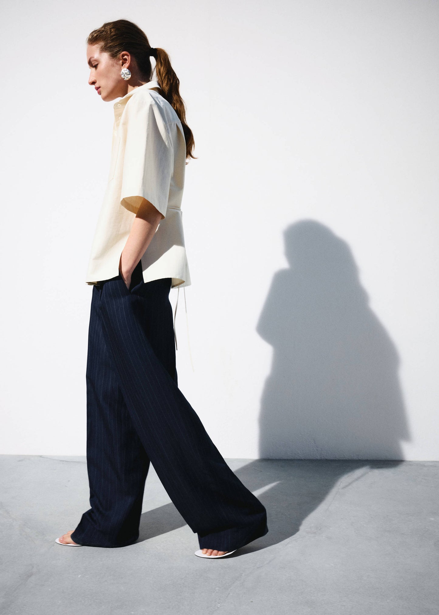 Pinstripe suit trousers