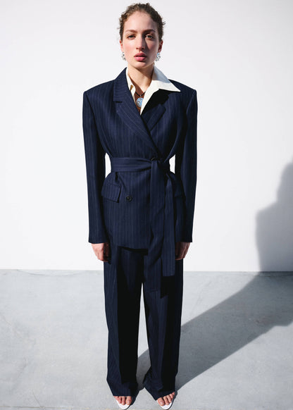 Pinstripe suit trousers