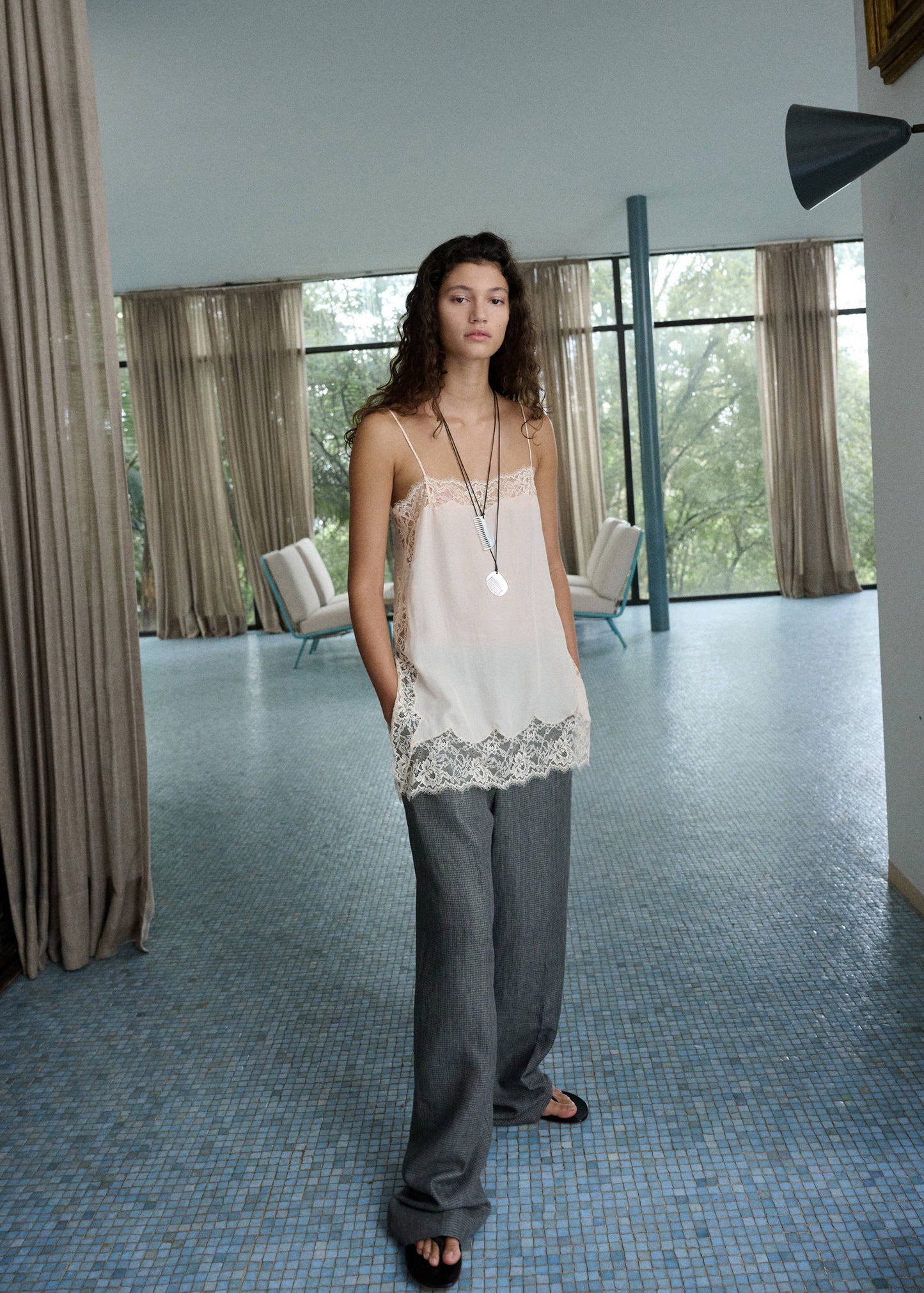 Straight-fit linen-blend suit trousers