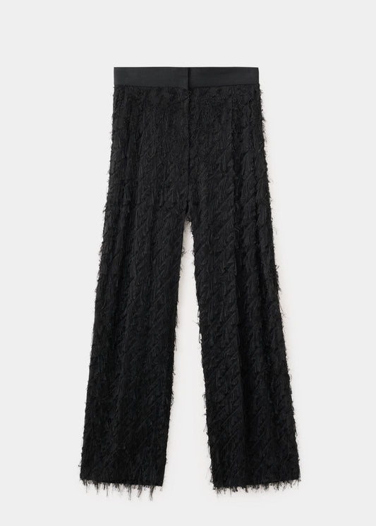Straight-leg textured yarn trousers