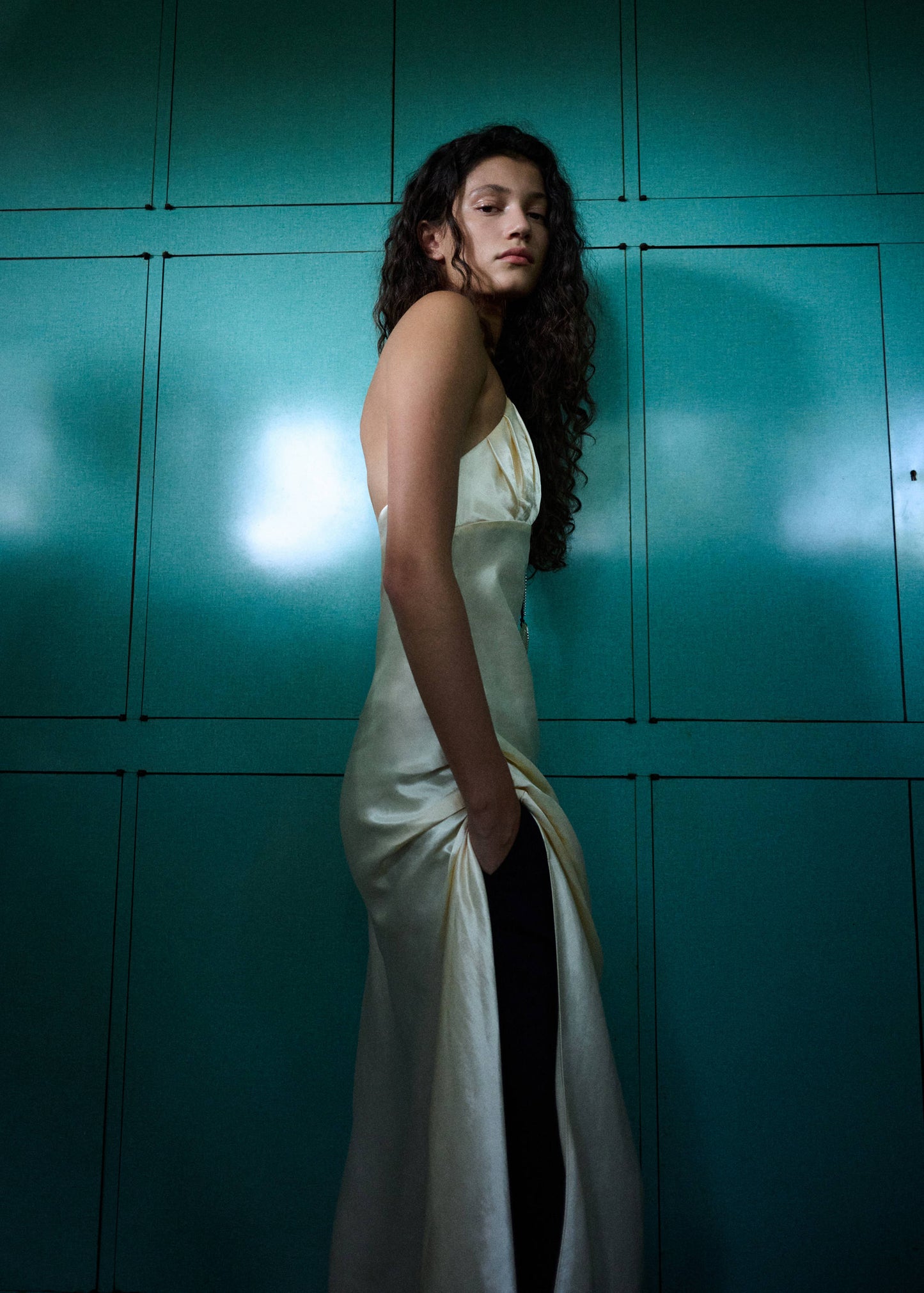 Satin V-neck dress