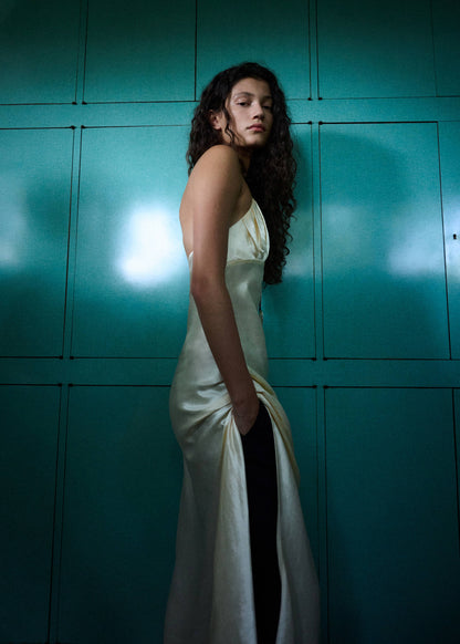Satin V-neck dress