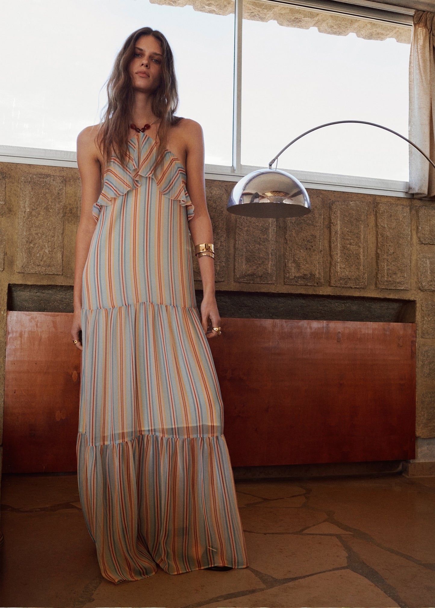 Ruffled striped dress