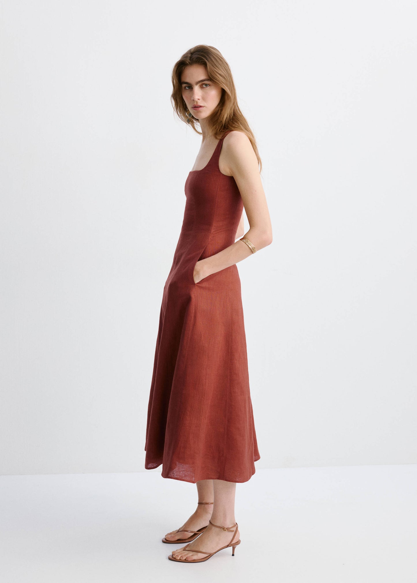 A-line linen dress