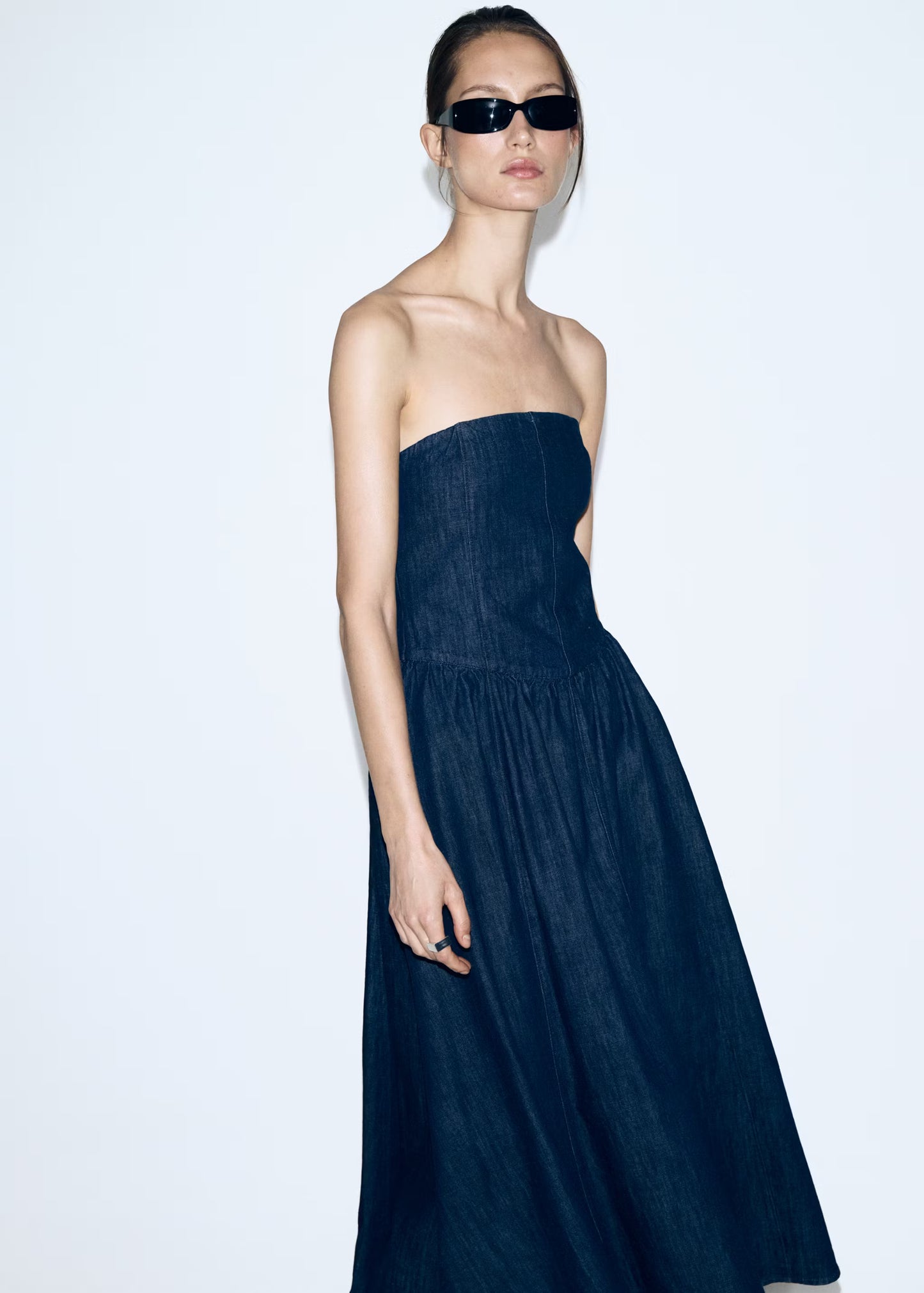 Strapless denim dress