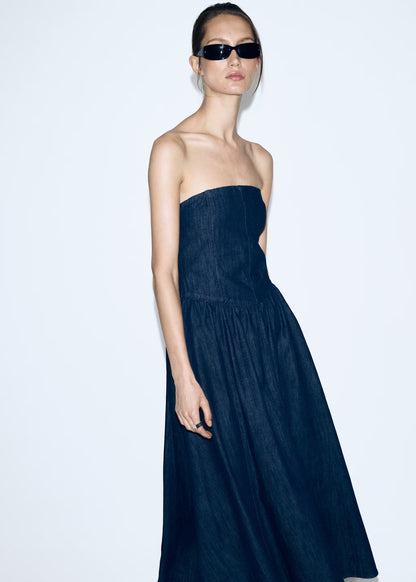 Strapless denim dress