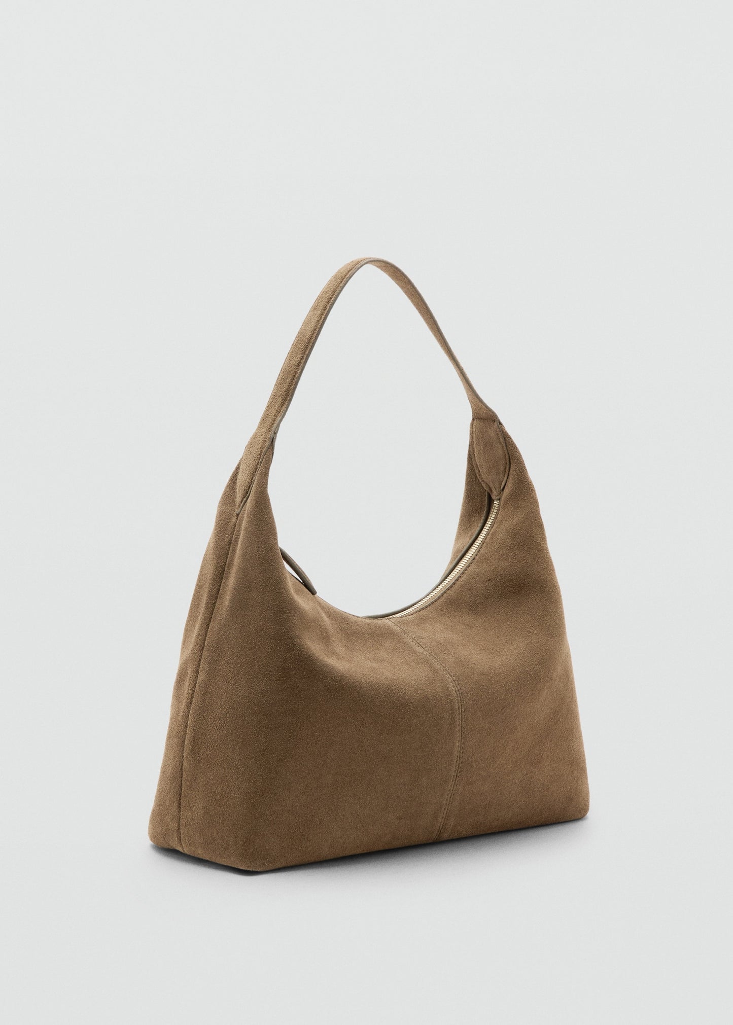Suede shoulder bag with stitching