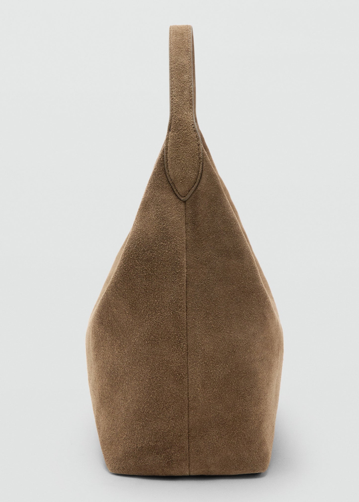 Suede shoulder bag with stitching