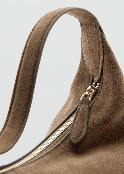 Suede shoulder bag with stitching