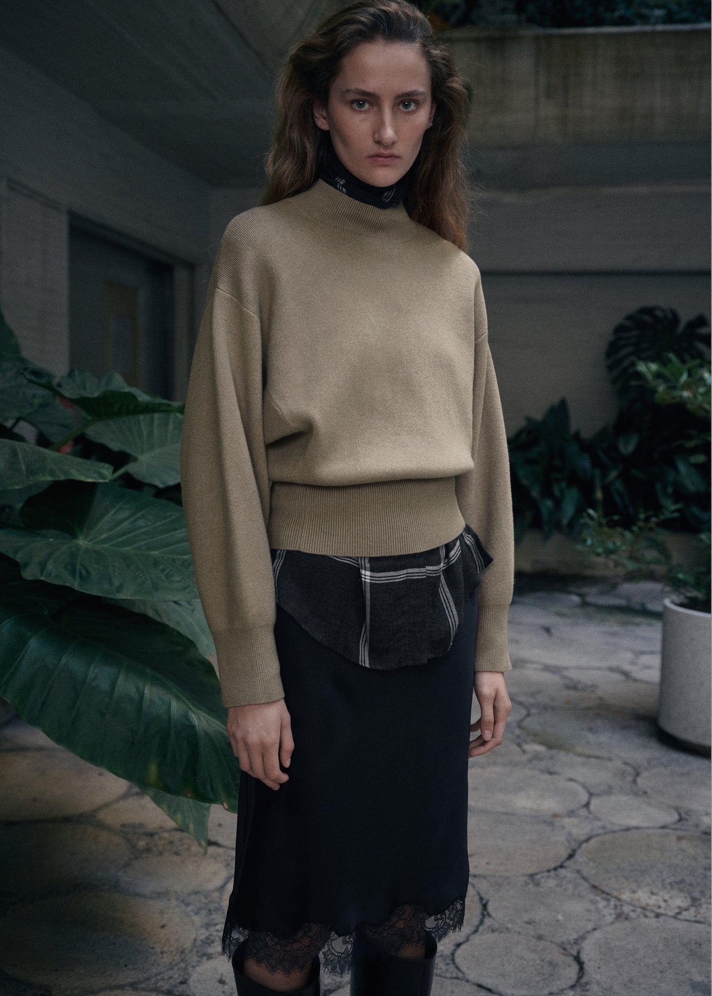 Oversized perkins-neck sweater