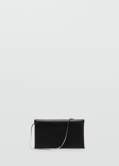 Leather shoulder bag with chain