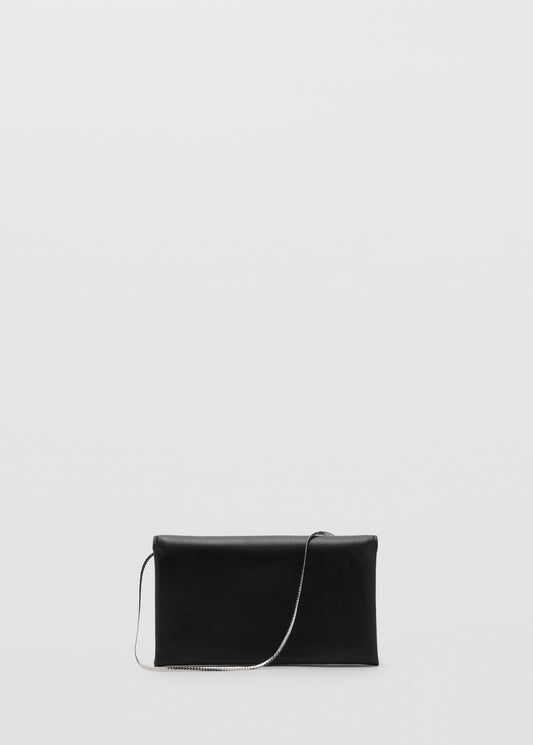 Leather shoulder bag with chain