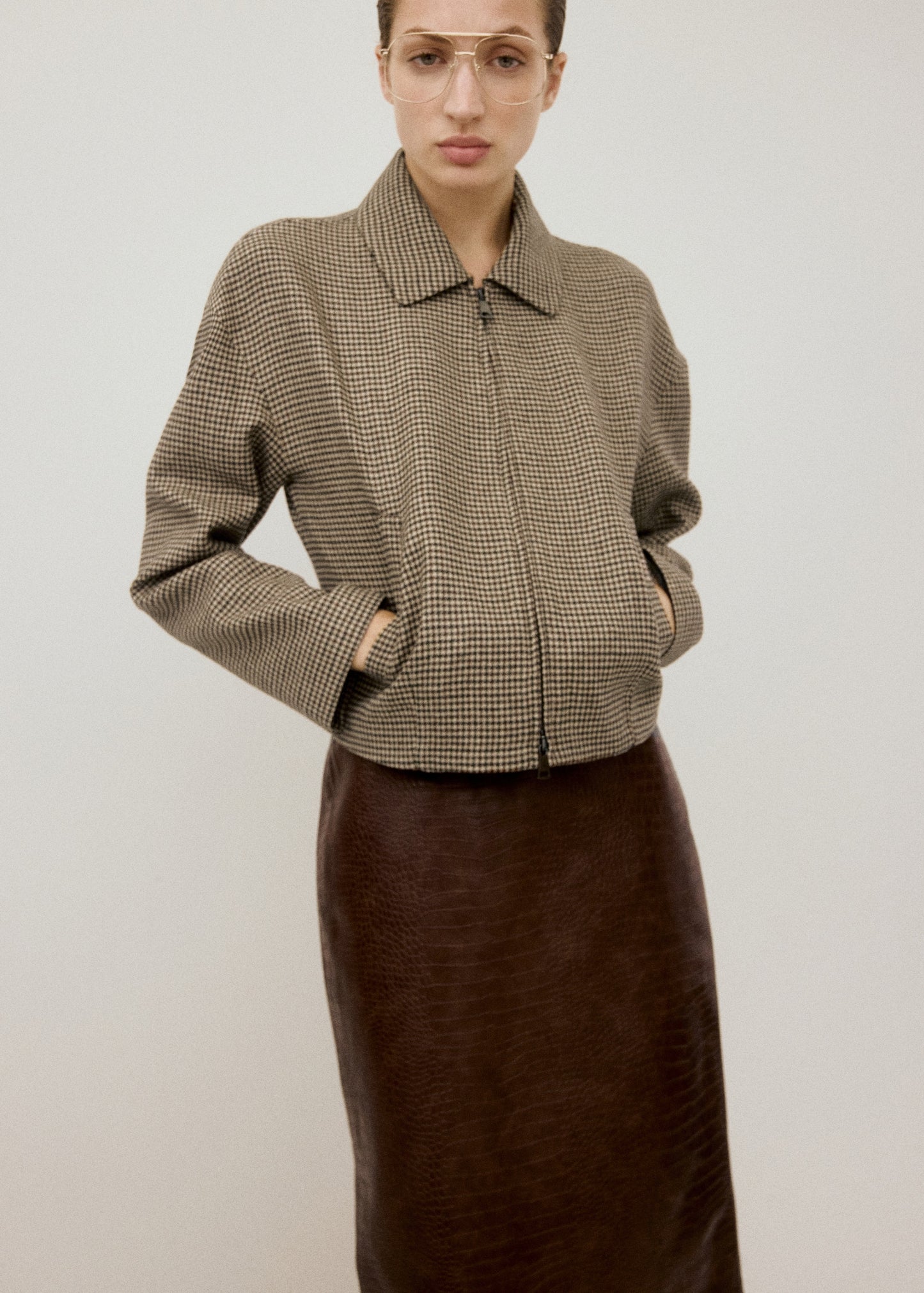 Houndstooth jacket with lapels