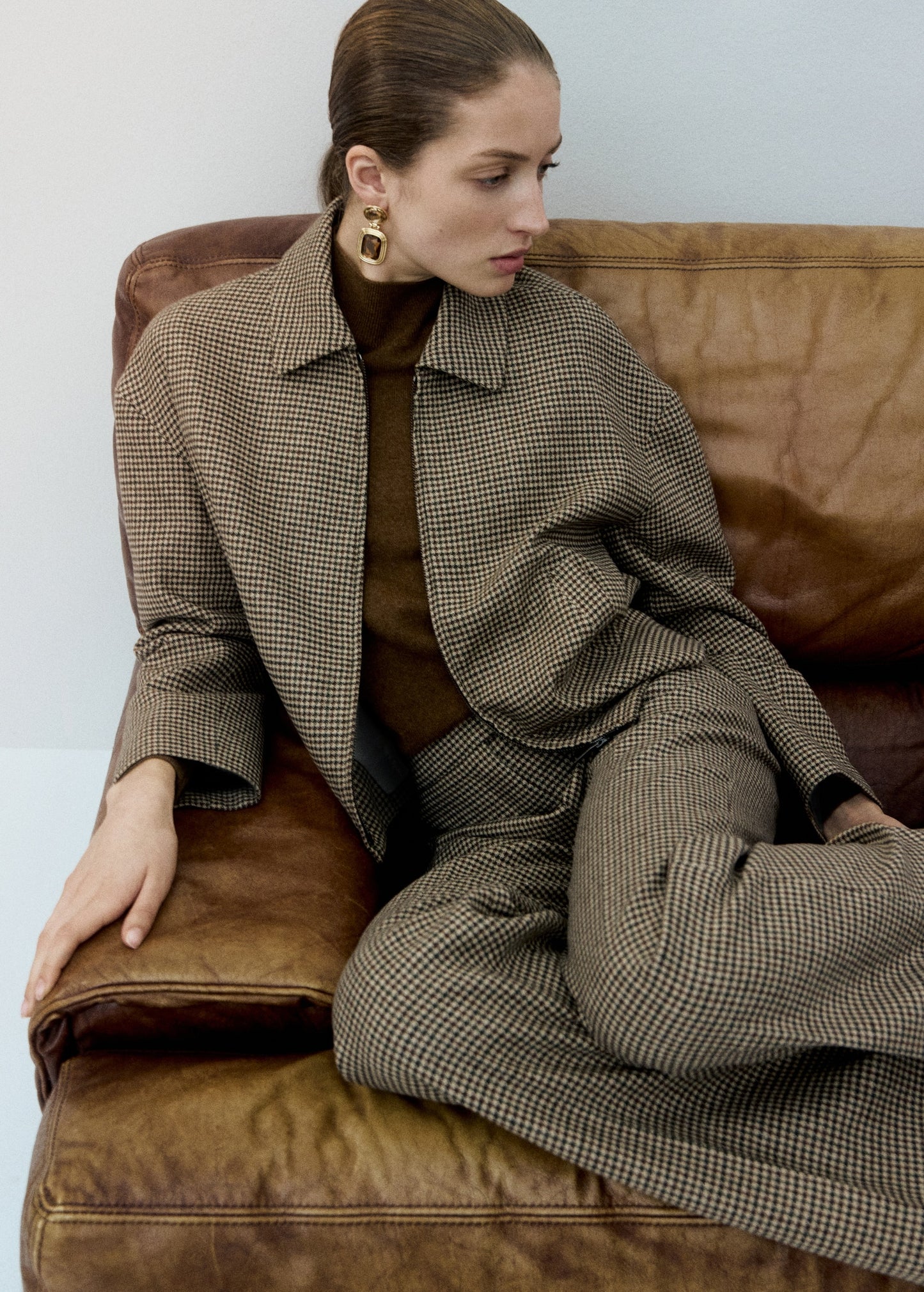 Houndstooth jacket with lapels