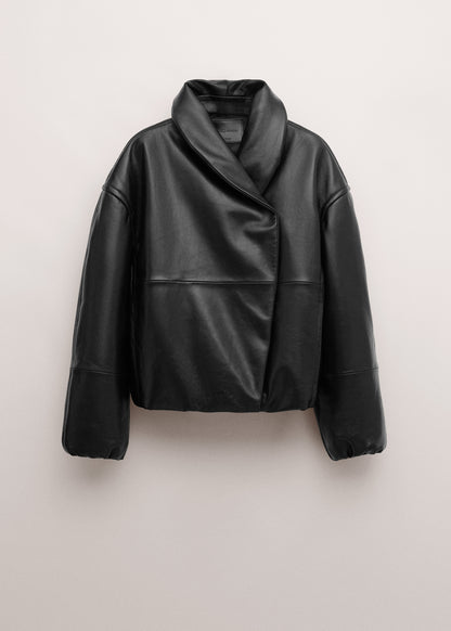 Oversized 100% leather bomber jacket